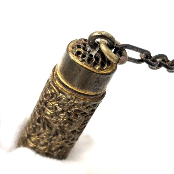 SOLD Antique Victorian Chatelaine Cosmetic Bag Frame Gold Tone Filigree - Picture 8 of 16